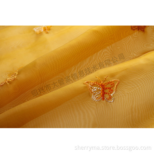 Cheap nylon embroidery flower design fabric on organza
